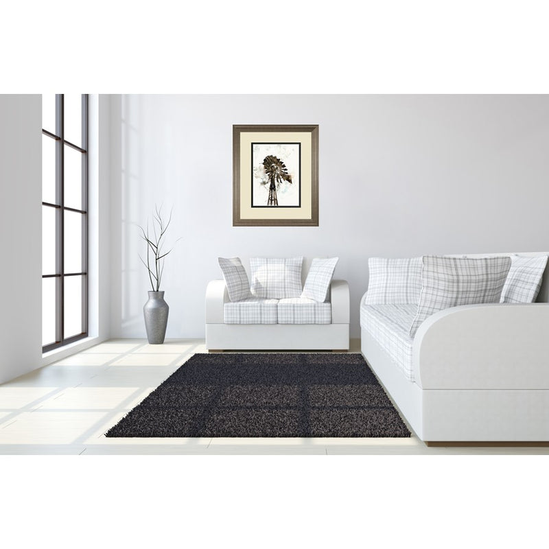 Classy Living Rustic Windmill Wall Art Double Mat 34"x40", Tranquil Ash