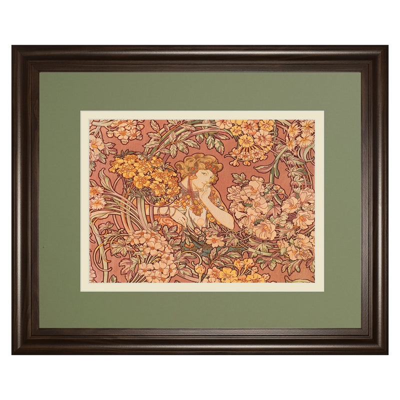 Classy Living Redhead Among Flowers Wall Art Double Mat 40"x34", Cinnamon