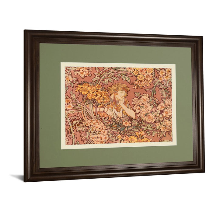 Classy Living Redhead Among Flowers Wall Art Double Mat 40"x34", Cinnamon