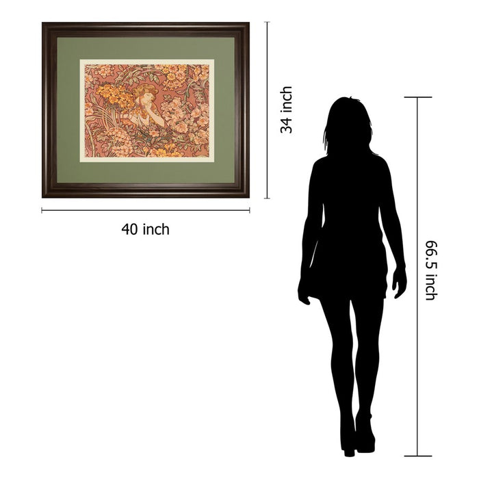 Classy Living Redhead Among Flowers Wall Art Double Mat 40"x34", Cinnamon