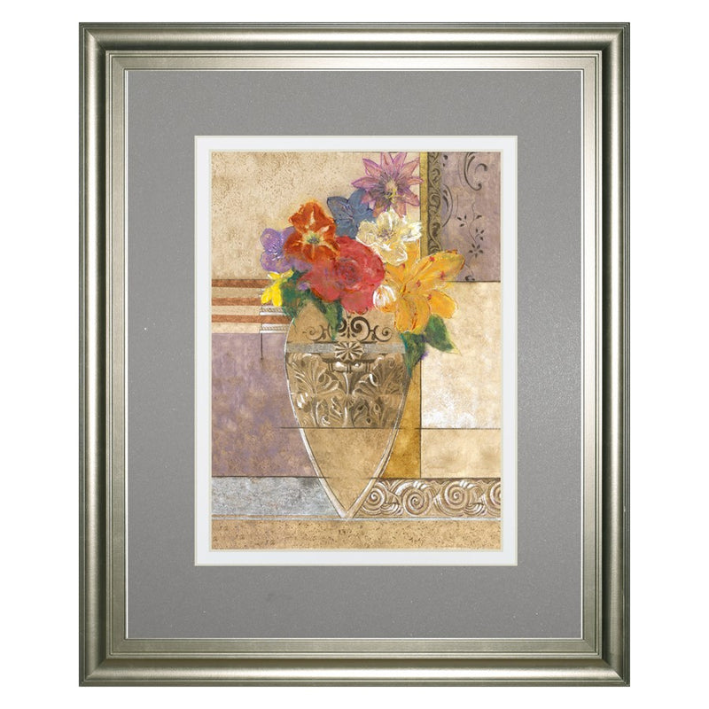 Classy Living Botanical Bouquet Wall Art Double Mat 34"x40", Silver