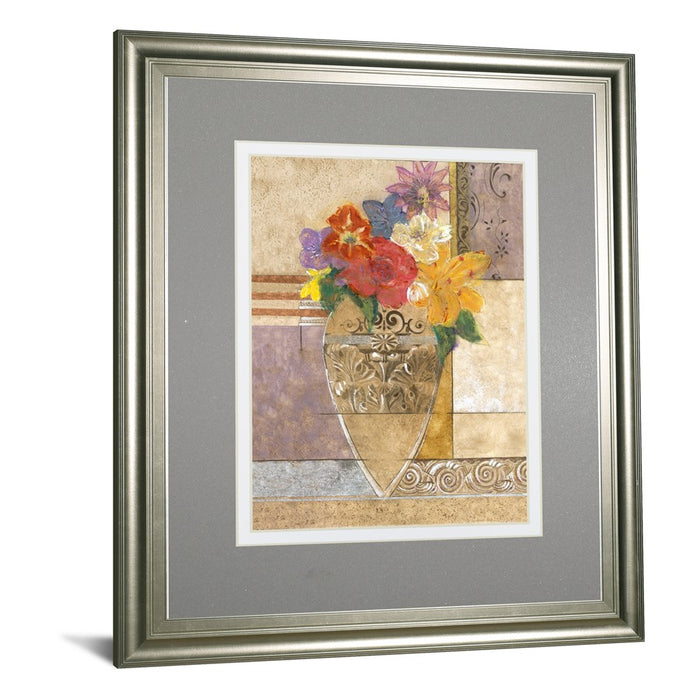 Classy Living Botanical Bouquet Wall Art Double Mat 34"x40", Silver