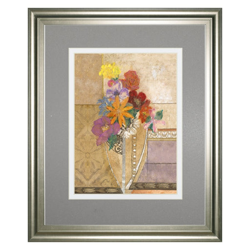 Classy Living Pansy Bouquet Wall Art Double Mat 34"x40", Silver Serenity