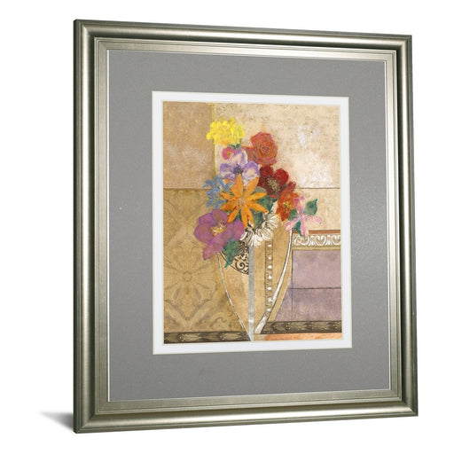 Classy Living Pansy Bouquet Wall Art Double Mat 34"x40", Silver Serenity