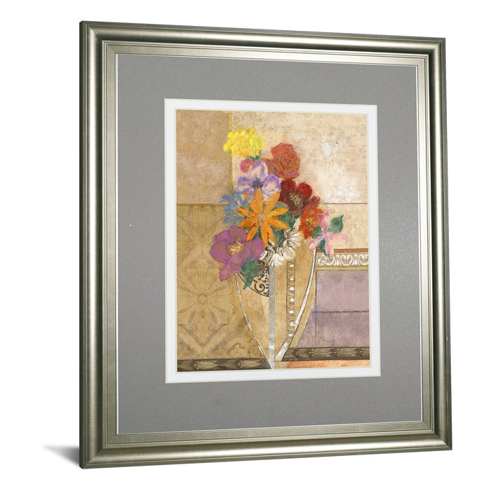 Classy Living Pansy Bouquet Wall Art Double Mat 34"x40", Silver Serenity