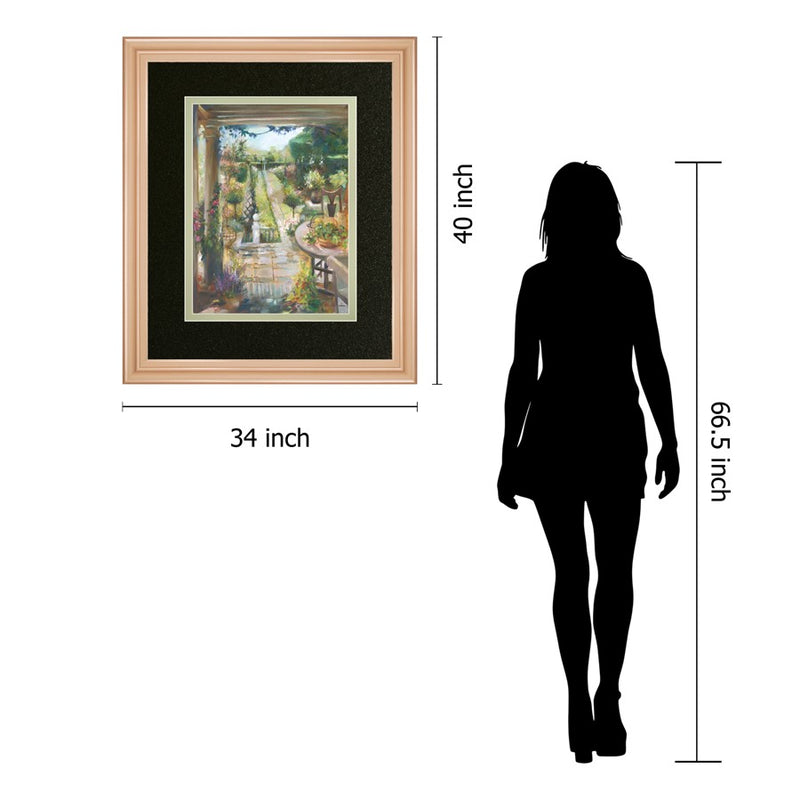 Classy Living Tranquil Garden Path Wall Art Double Mat 34"x40", Rose Gold