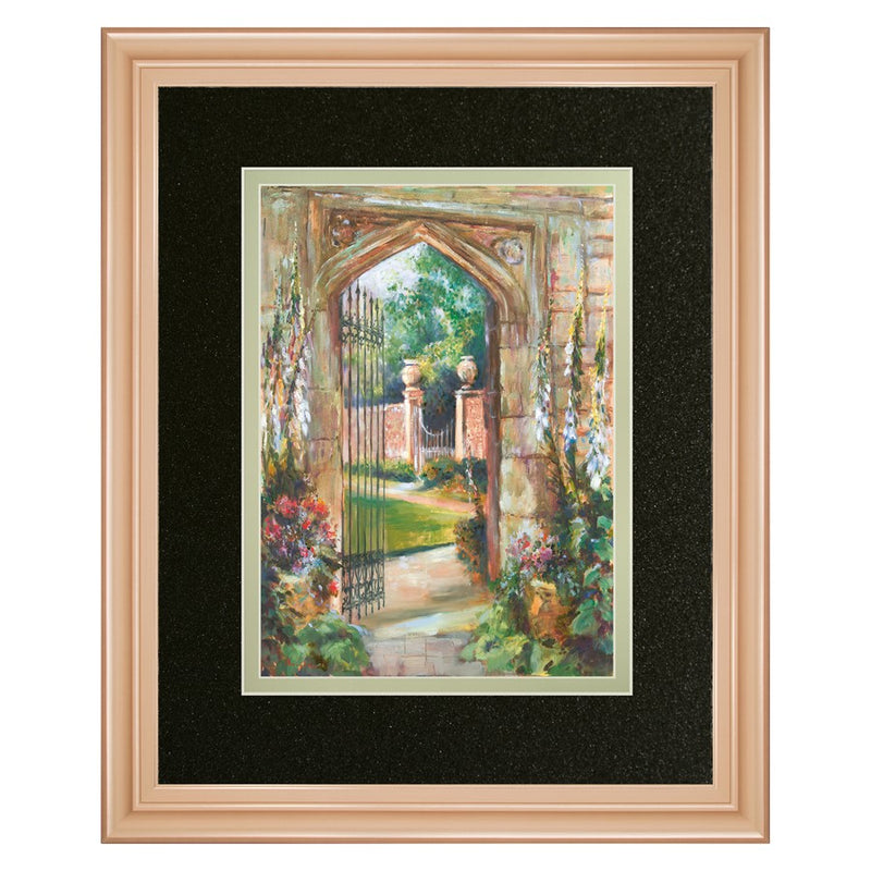 Classy Living Garden Gate Wall Art Double Mat 34"x40", Rose Gold
