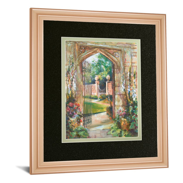 Classy Living Garden Gate Wall Art Double Mat 34"x40", Rose Gold