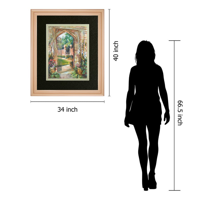 Classy Living Garden Gate Wall Art Double Mat 34"x40", Rose Gold
