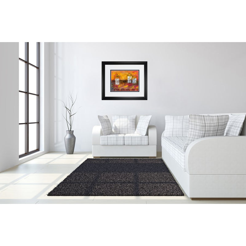 Classy Living Vibrant Abstract IV Wall Art Double Mat 40"x34", Black