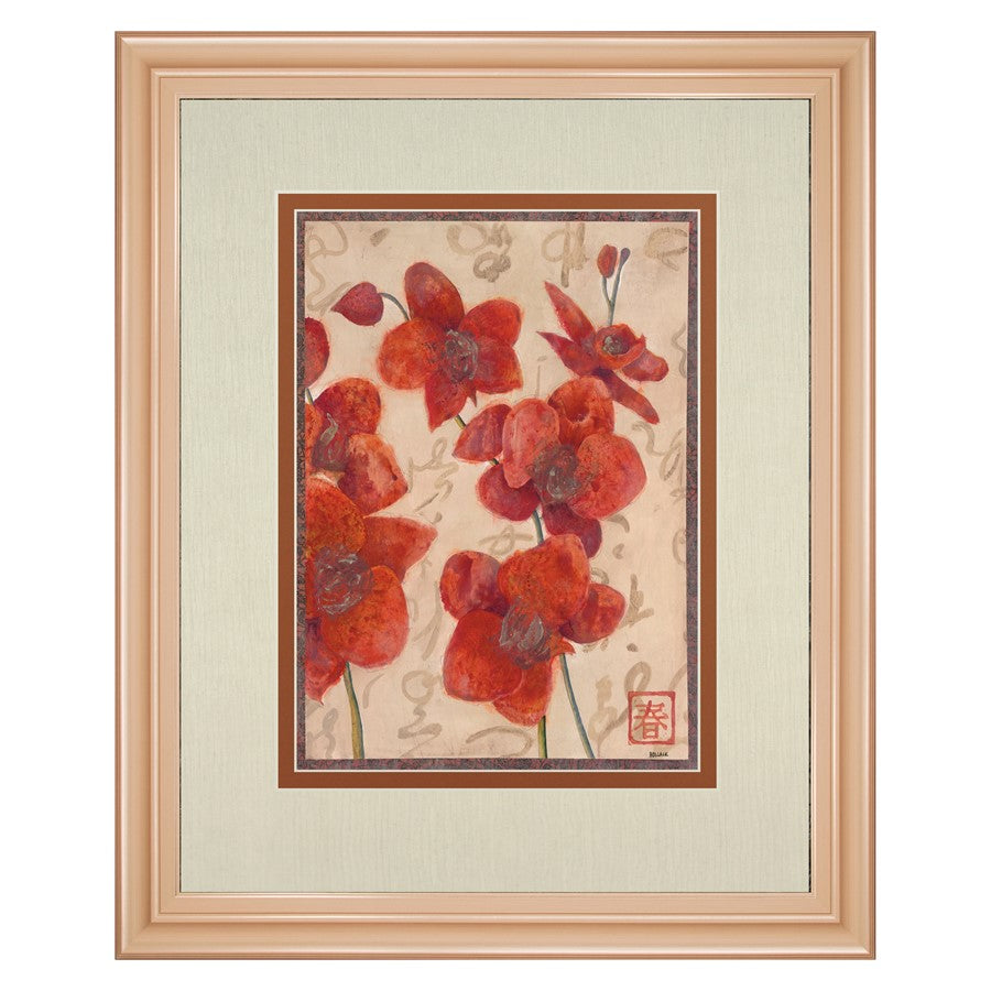 Classy Living Red Orchid Elegance Wall Art Double Mat 34"x40", Rose Gold