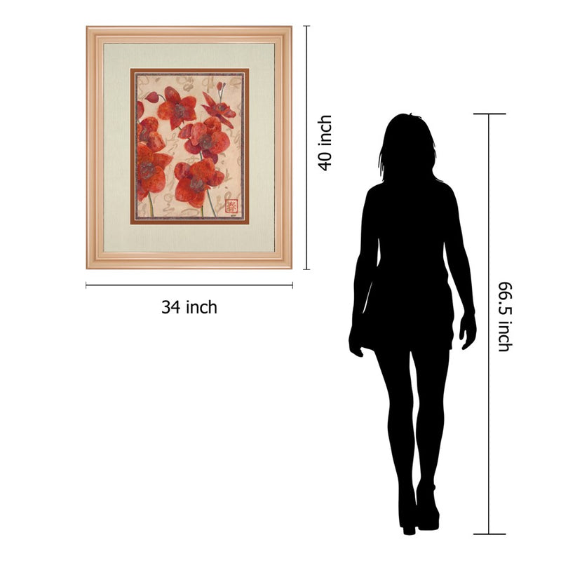Classy Living Red Orchid Elegance Wall Art Double Mat 34"x40", Rose Gold