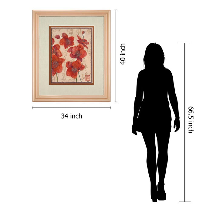 Classy Living Red Orchid Elegance Wall Art Double Mat 34"x40", Rose Gold