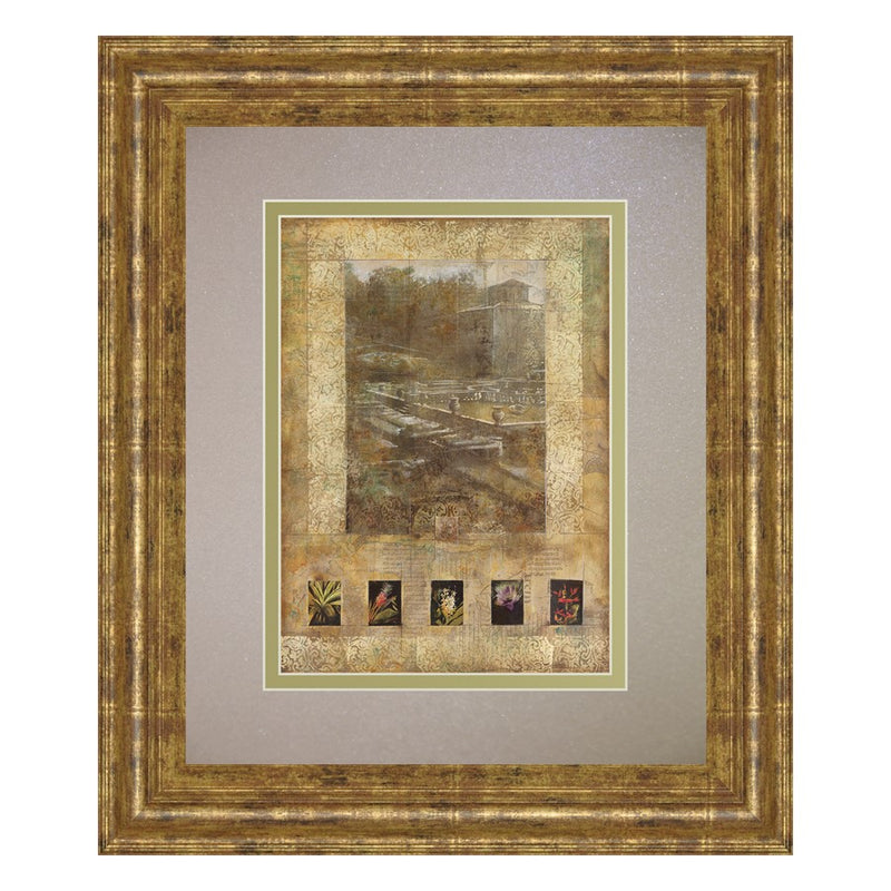Classy Living Botanical Garden Scene Wall Art Double Mat 34"x40", Gilded