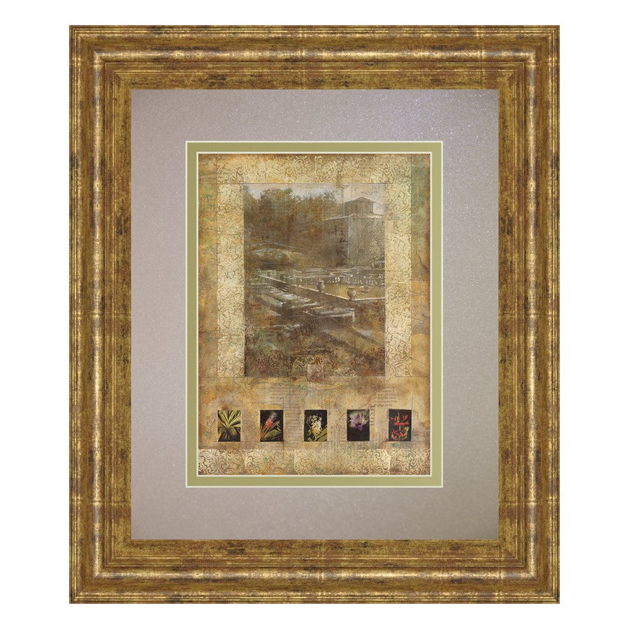 Classy Living Botanical Garden Scene Wall Art Double Mat 34"x40", Gilded