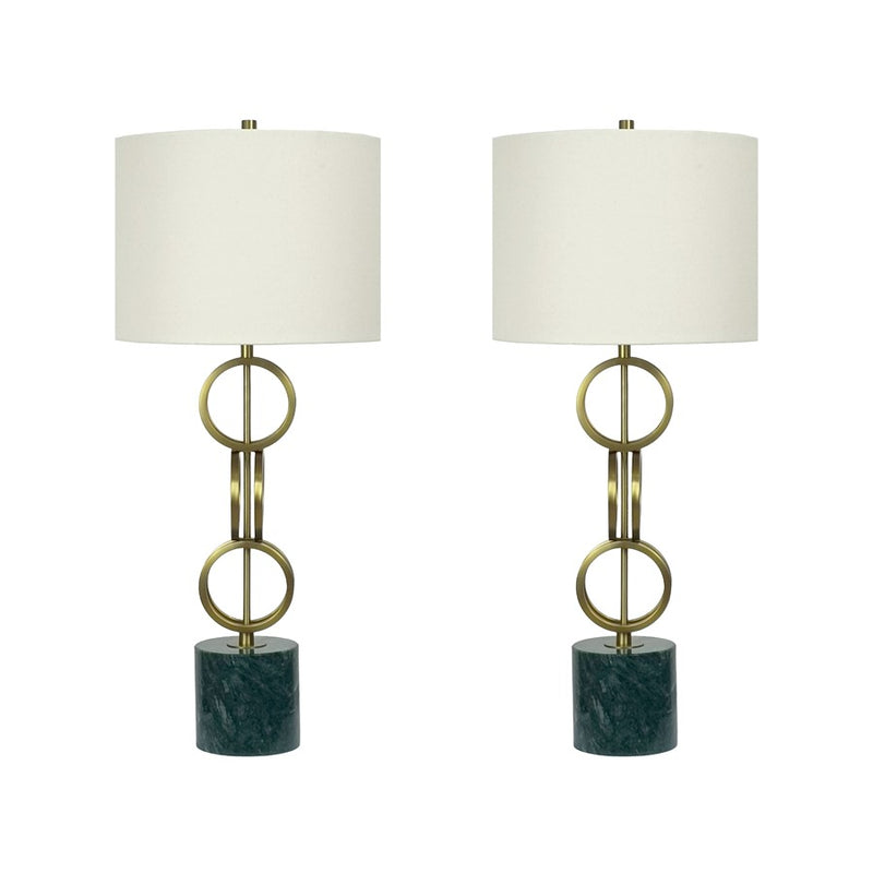 Classy Living Marble Harmony 1Lt Table Lamp/Set of 2, Green/Beige