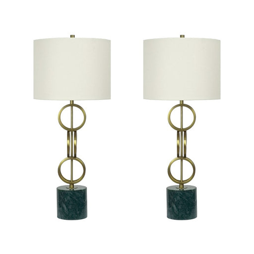 Classy Living Marble Harmony 1Lt Table Lamp/Set of 2, Green/Beige