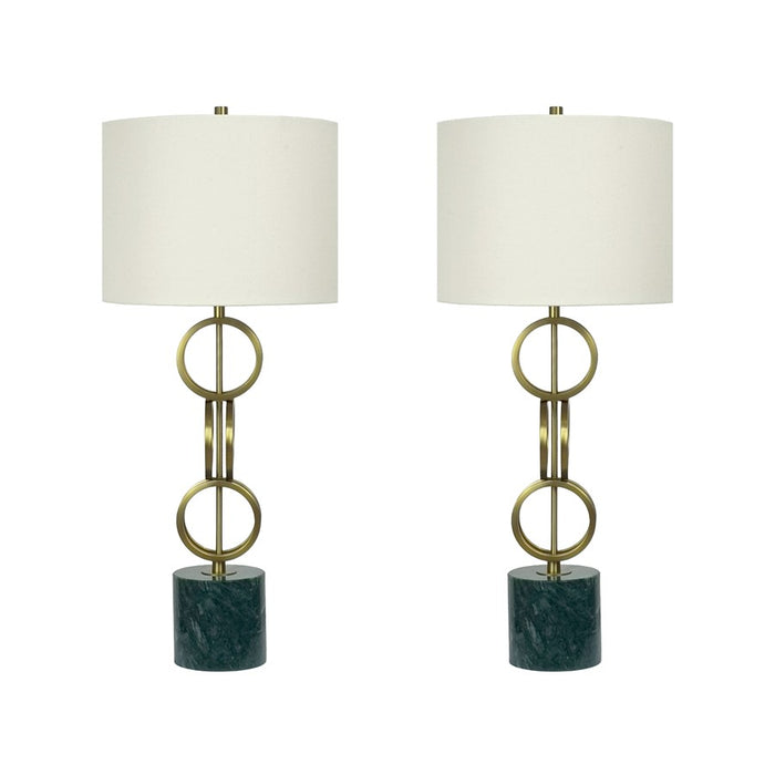 Classy Living Marble Harmony 1Lt Table Lamp/Set of 2, Green/Beige