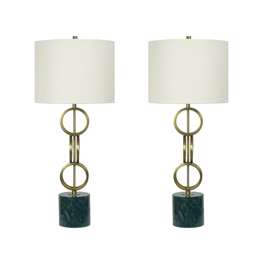 Classy Living Marble Harmony 1Lt Table Lamp/Set of 2, Green/Beige