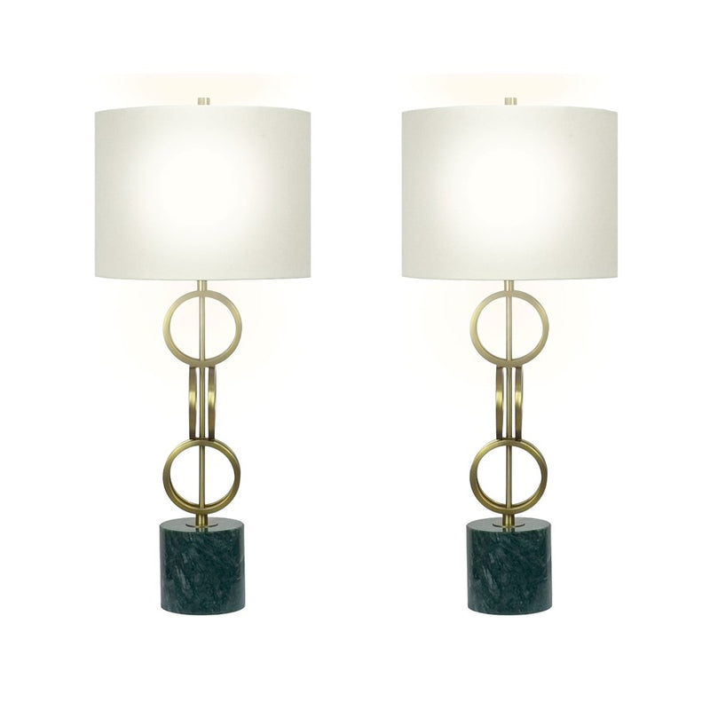 Classy Living Marble Harmony 1Lt Table Lamp/Set of 2, Green/Beige