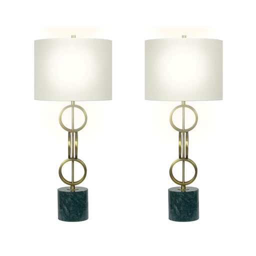 Classy Living Marble Harmony 1Lt Table Lamp/Set of 2, Green/Beige