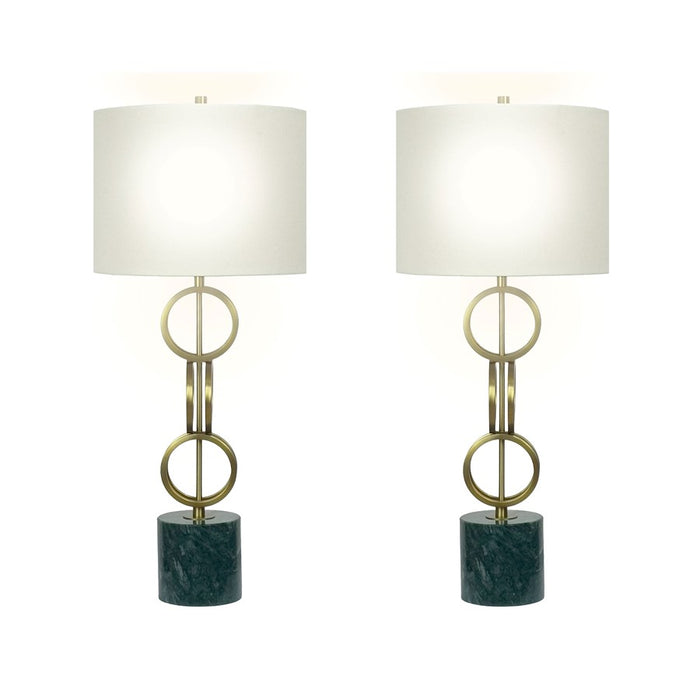 Classy Living Marble Harmony 1Lt Table Lamp/Set of 2, Green/Beige