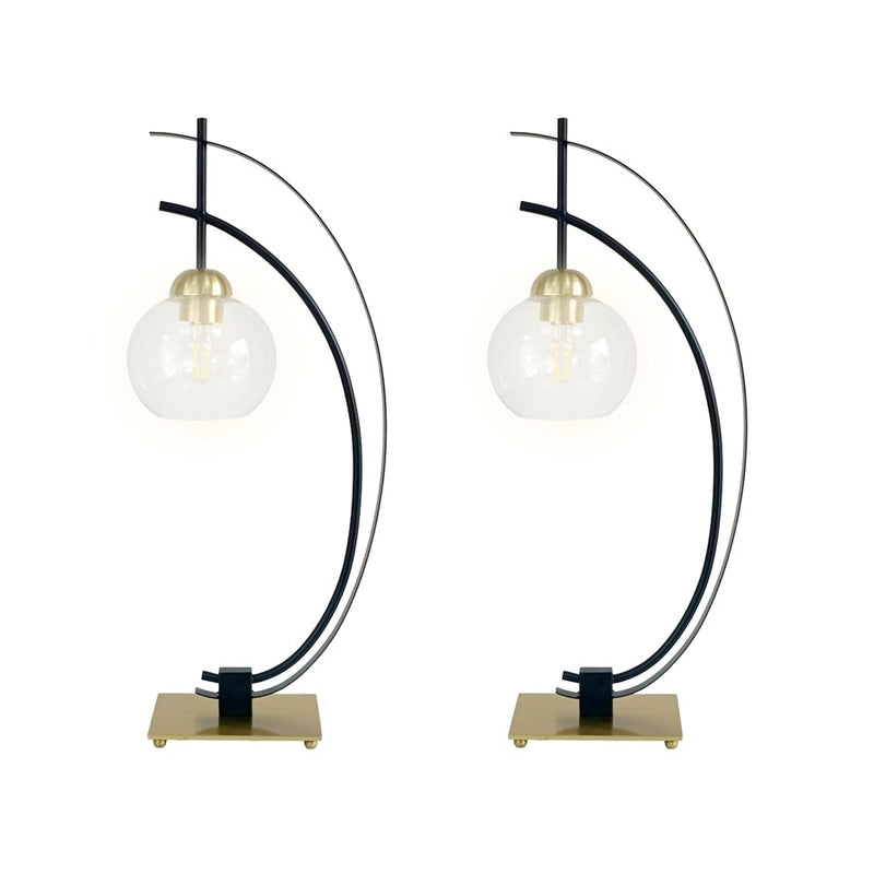 Classy Living Eclipse Aura Table Lamp/Set of 2, Gold/Black/Clear