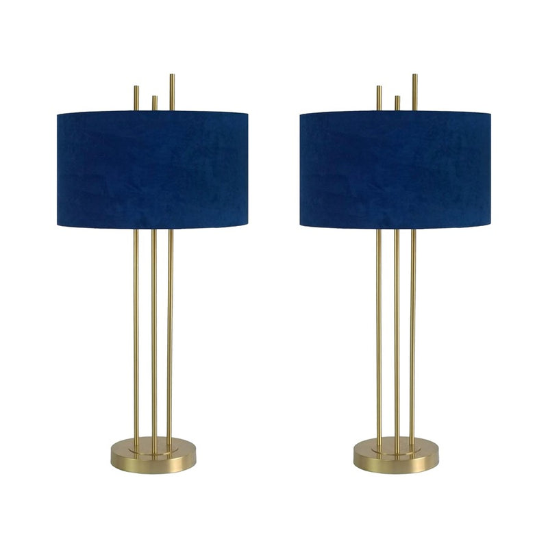 Classy Living Velvet Radiance 1Lt Table Lamp/Set of 2, Gold/Blue