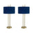 Classy Living Velvet Radiance 1Lt Table Lamp/Set of 2, Gold/Blue