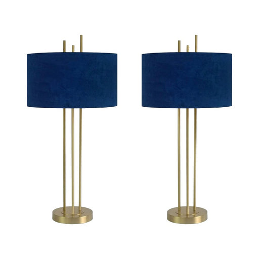 Classy Living Velvet Radiance 1Lt Table Lamp/Set of 2, Gold/Blue
