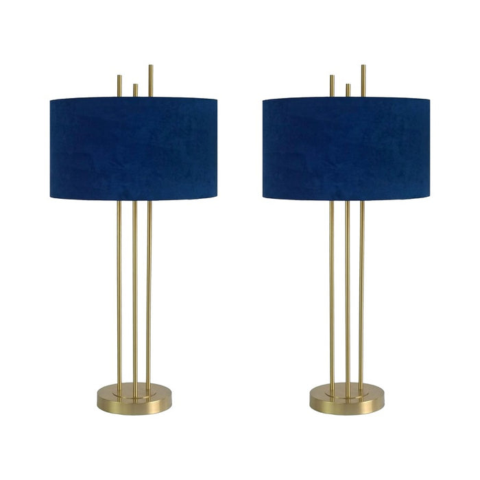 Classy Living Velvet Radiance 1Lt Table Lamp/Set of 2, Gold/Blue