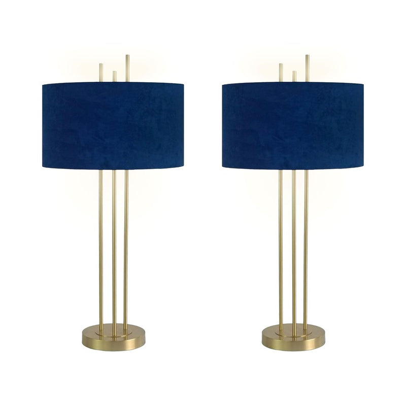 Classy Living Velvet Radiance 1Lt Table Lamp/Set of 2, Gold/Blue