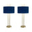 Classy Living Velvet Radiance 1Lt Table Lamp/Set of 2, Gold/Blue