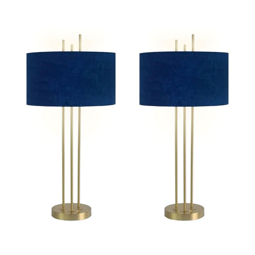 Classy Living Velvet Radiance 1Lt Table Lamp/Set of 2, Gold/Blue
