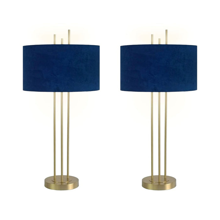 Classy Living Velvet Radiance 1Lt Table Lamp/Set of 2, Gold/Blue