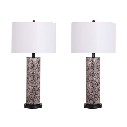 Classy Living Serpent Elegance 1Lt Table Lamp/Set of 2, Black/White