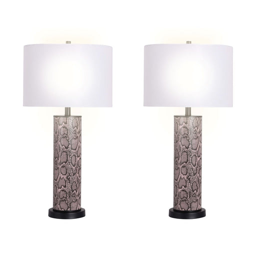 Classy Living Serpent Elegance 1Lt Table Lamp/Set of 2, Black/White