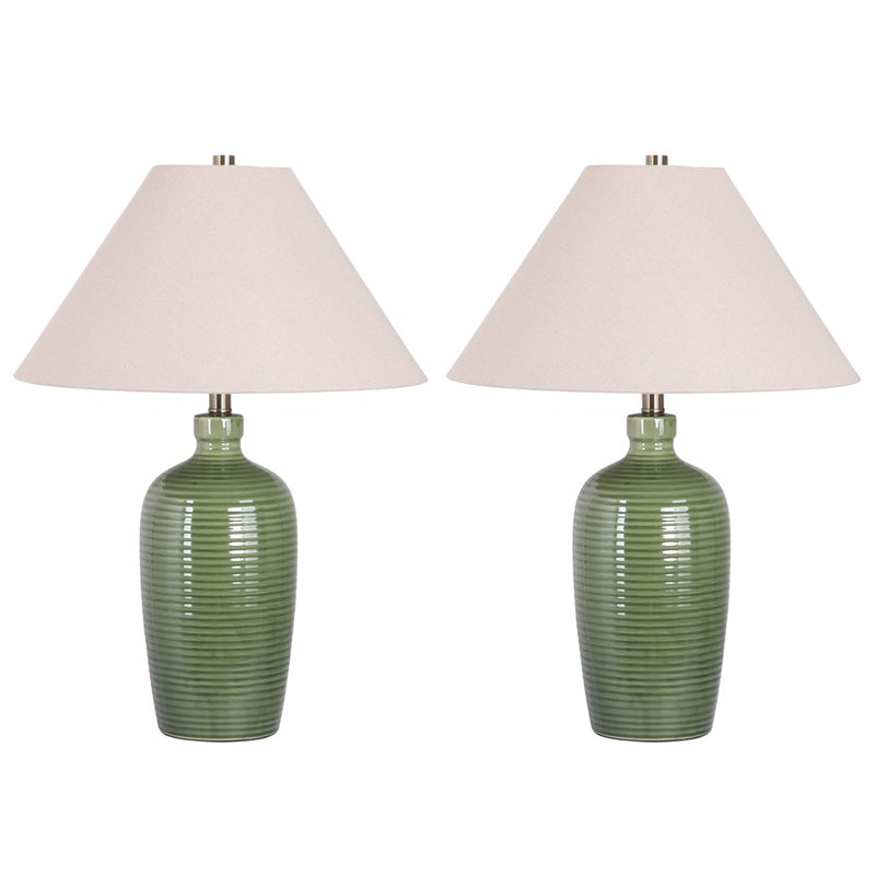Classy Living Verdant Elegance 1Lt Table Lamp/Set of 2, Green/Natural