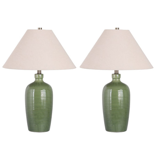 Classy Living Verdant Elegance 1Lt Table Lamp/Set of 2, Green/Natural