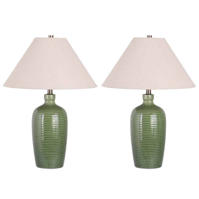 Classy Living Verdant Elegance 1Lt Table Lamp/Set of 2, Green/Natural