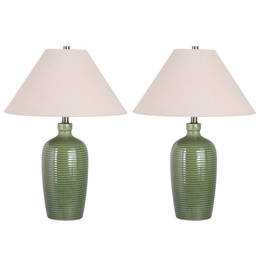 Classy Living Verdant Elegance 1Lt Table Lamp/Set of 2, Green/Natural