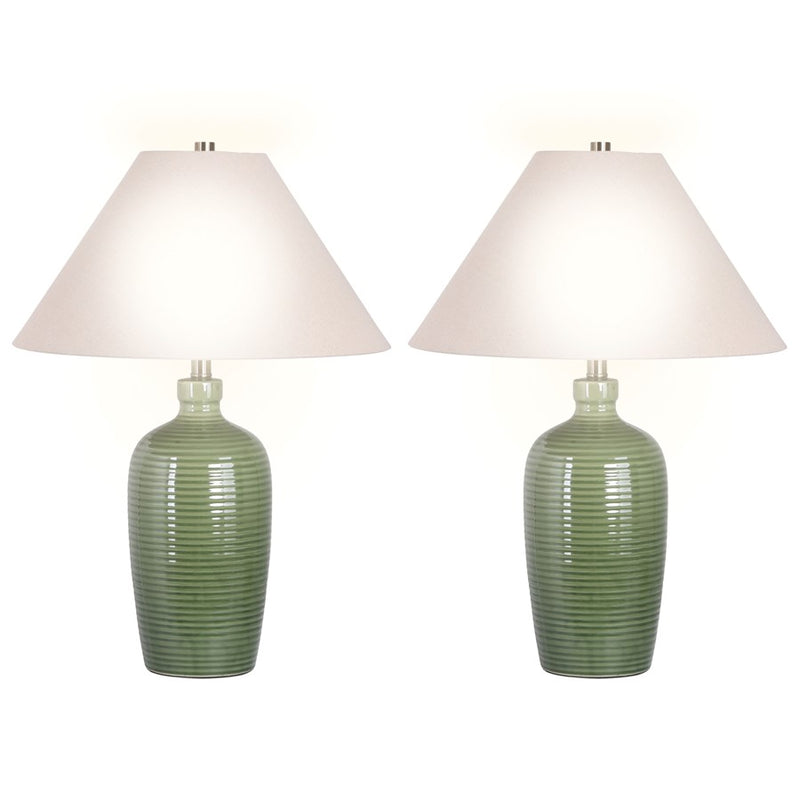 Classy Living Verdant Elegance 1Lt Table Lamp/Set of 2, Green/Natural