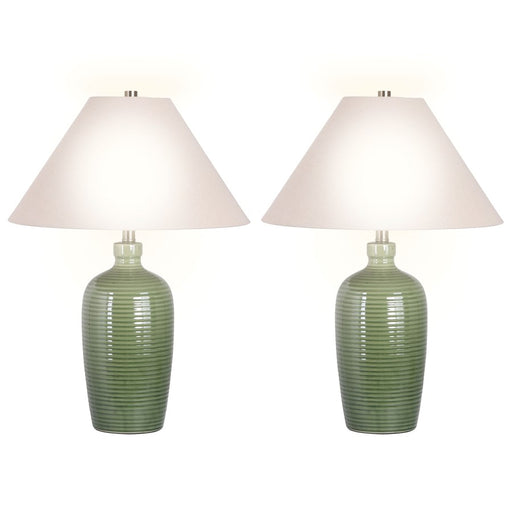 Classy Living Verdant Elegance 1Lt Table Lamp/Set of 2, Green/Natural