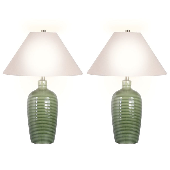 Classy Living Verdant Elegance 1Lt Table Lamp/Set of 2, Green/Natural