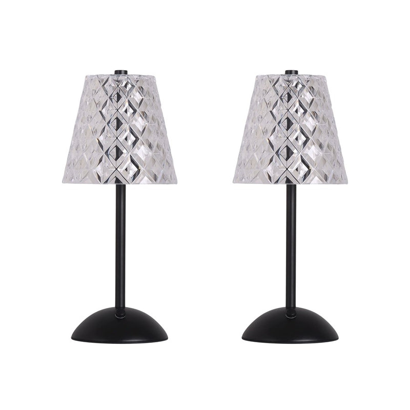 Classy Living Crystal Radiance Recharge LED Lamp/Set of 2, Black/Clear
