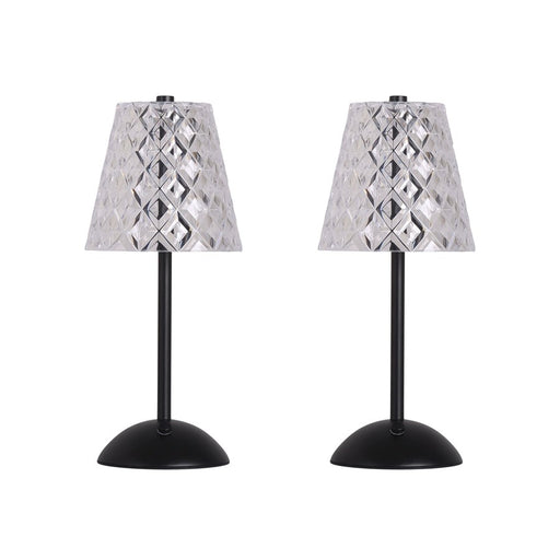 Classy Living Crystal Radiance Recharge LED Lamp/Set of 2, Black/Clear