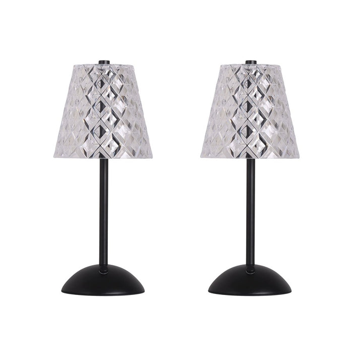 Classy Living Crystal Radiance Recharge LED Lamp/Set of 2, Black/Clear