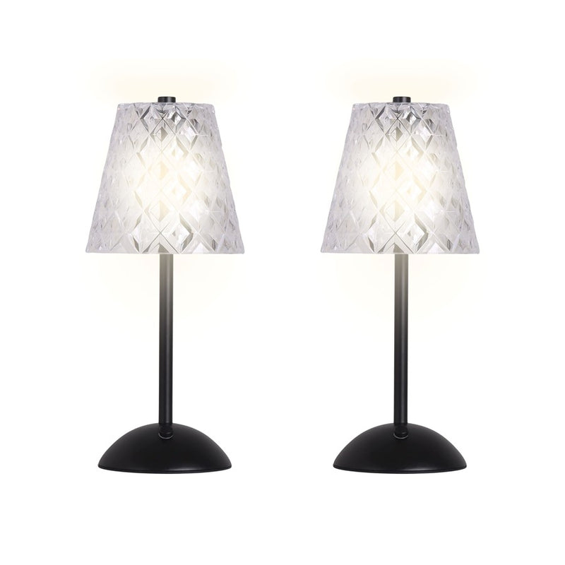 Classy Living Crystal Radiance Recharge LED Lamp/Set of 2, Black/Clear