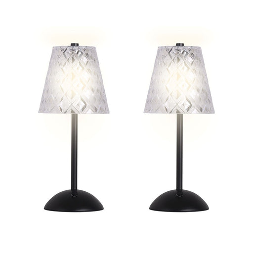Classy Living Crystal Radiance Recharge LED Lamp/Set of 2, Black/Clear