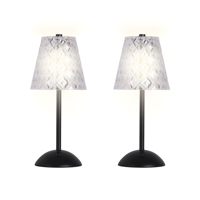 Classy Living Crystal Radiance Recharge LED Lamp/Set of 2, Black/Clear